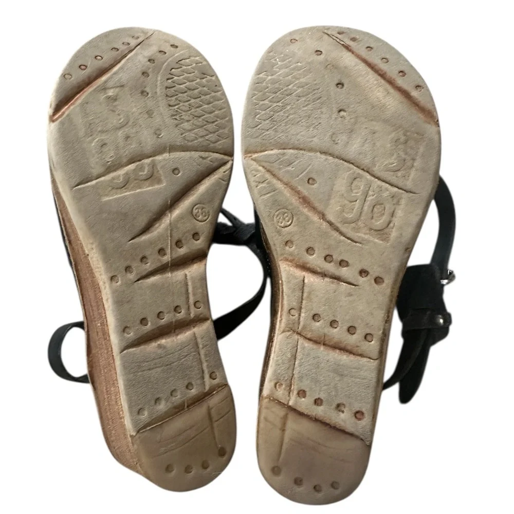 Free People A.S.98 Niall Leather Wedge Platform Ankle Strap Sandals Size 7.5 - 8
